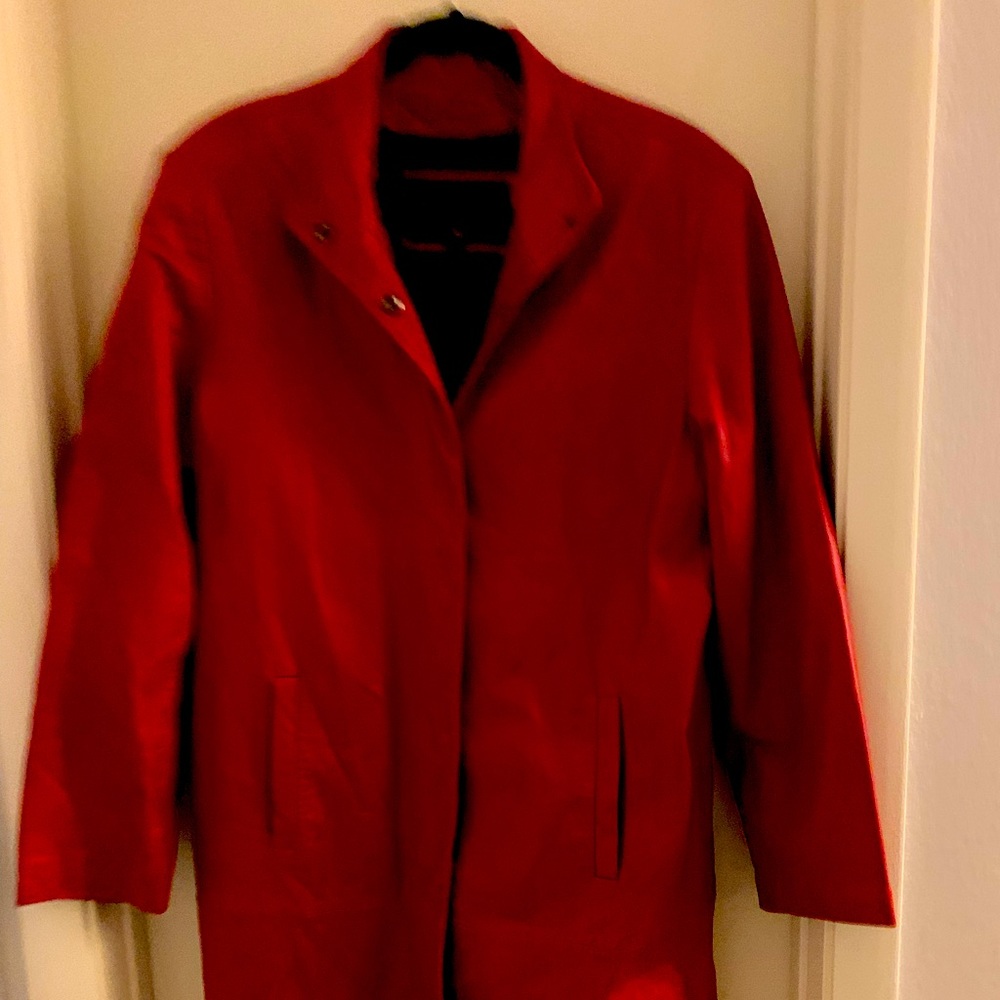 Red leather coat